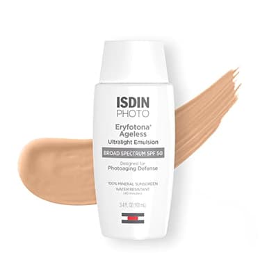 ISDIN Eryfotona Ageless Tinted Mineral Sunscreen SPF 50, Anti-Aging Face Sunscreen with Zinc Oxide, DNA Repairsomes & Vitamin E, Universal Tint No White Cast, Dermatologist Recommended, 3.4 Fl Oz