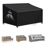 SIRUITON 2-Seat Heavy Duty Garden Patio Sofa/Loveseat/Bench Cover,100% Waterproof Outdoor Sofa Cover, Lawn Patio Furniture Covers Black,58" W x 32.5" D x 31" H