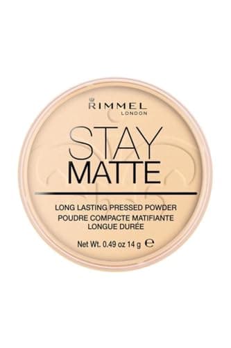 Rimmel London Stay Matte - 001 Transparent - Pressed Powder, Lightweight, High Coverage, Shine Control, 0.49oz