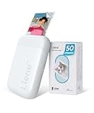 Liene 2x3” Photo Printer, Mini Instant Portable Color Mono Photo Printer Bundle 50 Zink Adhesive Paper, Bluetooth 5.0, Compatible w/iOS & Android, Small Picture Printer for iPhone, Smartphone, White