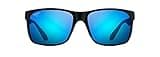 Maui Jim Men's and Women's Red Sands Polarized Rectangular Sunglasses, Matte Black/Blue Hawaii, Large