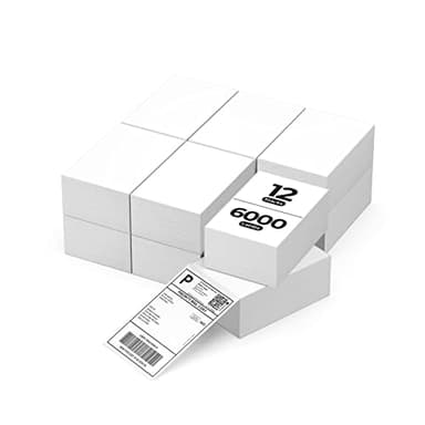 MUNBYN 4x6 Inch Direct Thermal Labels, 6000 Labels/12 Stacks(500 Pcs per Stack), Fanfold Shipping Label Paper for Thermal Printers, Permanent Adhesive Mailing Postage Labels for Shipping Packages
