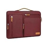 MOSISO 360 Protective Laptop Case 15 inch, 15 inch Laptop Sleeve Compatible with MacBook Air M4 M3 M2 2025 2024 2023, Dell XPS Plus, Side Open Carrying Case with 4 Zipper Pockets&Handle, Wine Red
