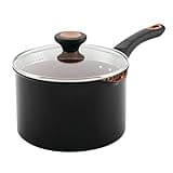 Farberware Glide Nonstick Sauce Pan/Saucepan with Straining and Lid, 3 Quart, (Black)