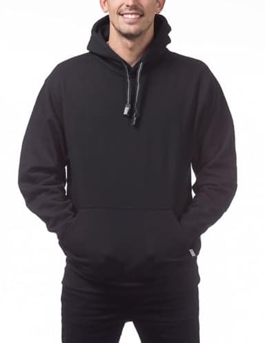 Pro Club Men's Heavyweight Pullover Hoodie (13oz), Black, X-Large