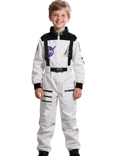 Cuteshower Kids Astronaut Costume for Boys Girls Space Jumpsuit Halloween (5-7 Years)