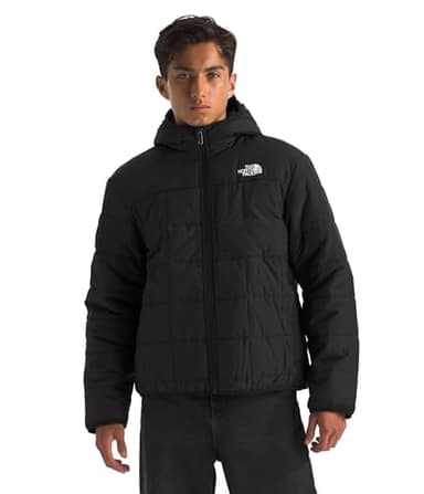 The North Face Boys' Reversible Shasta Full Zip Hooded Jacket | Waterproof Finish with Heatseeker Insulation & Secure Zip Hand Pockets, TNF Black, Large