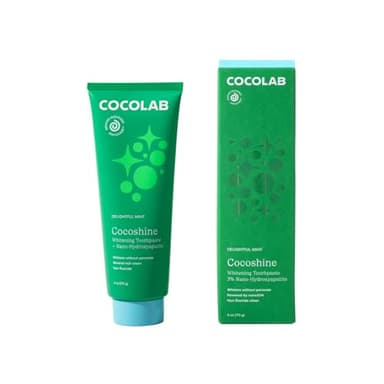 Cocoshine Teeth Whitening Toothpaste by Cocolab, Nano-Hydroxyapatite Toothpaste, Non-Fluoride with Xylitol and Coconut Oil, Gently Formulated for Sensitive Teeth, for Adults and Kids, Mint, 4 Oz