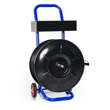 Heavy Duty Strapping Dispenser for 8" x 8" Poly and Steel Strapping -Strapping Cart with Spacious Tray for Strapping Tool Seals and Gloves