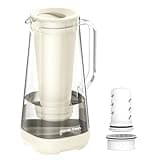 GLACIER FRESH 7 Cup Glass Water Pitcher with 1 Ultrafiltration Membrane and Activated Carbon Filter, Reduces 99% Chlorine, PFOA&PFOS, Coliforms, BPA Free Materials, White