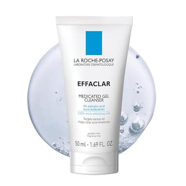 La Roche-Posay Effaclar Medicated Gel Cleanser, 2% Salicylic Acid Cleanser + LHA + Glycerin, Foaming Acne Face Wash, Helps Clear & Prevent Acne Breakouts, Oil Free, Targets Excess Oil
