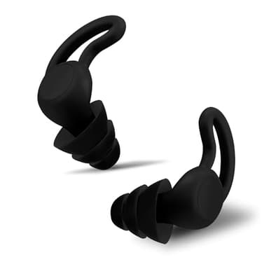 LIHOBI Noise Reduction Ear Plugs, NRR 40dB Ultra Comfortable Silicone Reusable Ear Plugs for Sleeping, Snoring Swimming, Studying, Concerts, Noise Cancelling and Hearing Protection Black