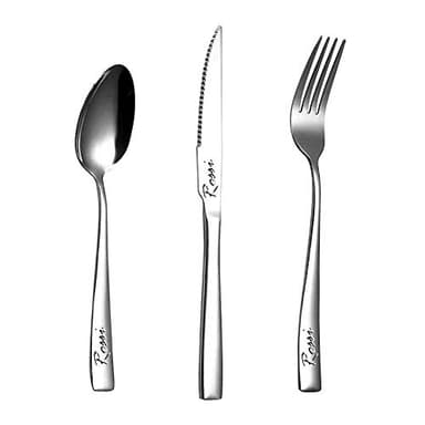 OBTIAN Personalized Cutlery Set personal tableware including Spoon/Knife/Fork, Mirror Polished Flatware Set - Free Engrave Custom Name Date Letters on your Dinnerware(1 Set)
