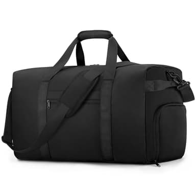 ETRONIK Carry On Luggage 22x14x9 Airline Approved, 45L Waterproof Duffle Bag for Travel, Lightweight Carry on Travel Duffel Bags with Shoe Compartment, Weekender Overnight Gym Bag for Men Women, Black