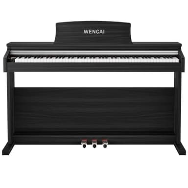 WENCAI 88 Keys Digital Piano Hammer Action Weighted Keyboard Piano, Full Size Upright Electric Piano, Wooden Electronic Piano for Beginner Professional, MIDI-USB Support, 3 Pedals, Black