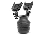 WeatherTech CupFone Duo – Adjustable, Universal Cup Holder Phone Mount Car & Truck Accessory – Best Design for iPhone & Smartphone Charging – Black Metal Knobs