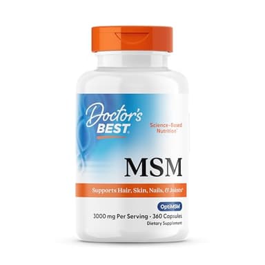 Doctor's Best MSM Supplement Capsules for Men & Women - Supports Hair, Skin, Nails, Joint Health & Mobility, 3000 mg Per Serving, Delivers Beneficial Sulfur w/ OptiMSM, Gluten Free, Non GMO - 360 Caps