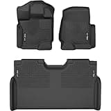 Husky Liners Weatherbeater Floor Mats | Fits 2015 - 2024 Ford F-150 (Includes 2022 - 2024 Lightning) SuperCrew w/Carpet & w/out Fold Flat Storage | Front & 2nd Row, 3-pc Black - 94041