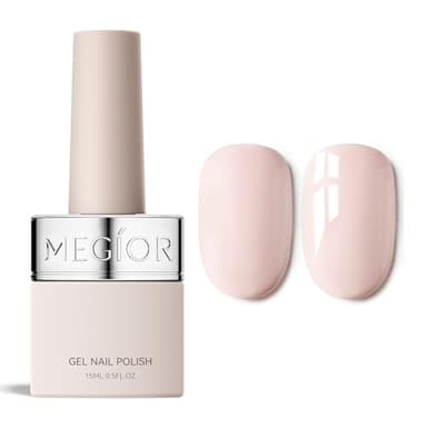 MEGIOR Ballet Slippers Gel Nail Polish 0.5 Fl Oz Light Pink Soak Off UV LED Lamp Light Cure Gel Polish Kit for Salon and Nail Art Starter Manicure DIY at Home