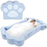 YHUAIMANG Portable Toddler Bed,Toddler Floor Bed for Toddlers,Foldable Toddler Travel Bed for 1-5 Kids,Soft,Safe and Washable (Blue)