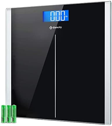 Etekcity Bathroom Scale for Body Weight, Highly Accurate Digital Electronic Weighing Machine for People, LCD Display, Large Size, 6mm Tempered Glass for Safe Home Use, Batteries Included, 400 lbs