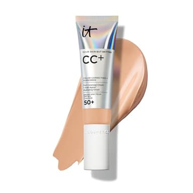 IT Cosmetics CC+ Cream (Neutral Medium) - Natural Full Coverage Foundation With SPF 50+, Color Corrector & Anti-Aging Hydrating Serum, Hyaluronic Acid + Peptides, Lightweight - 1.08 fl oz