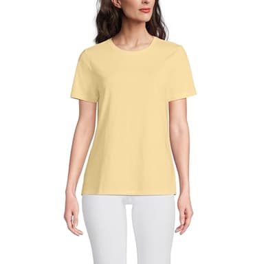 Lands' End Womens Short Sleeve Relaxed Supima Cotton Crew Neck T Shirt Pale Sunbeam Yellow Regular X-Large