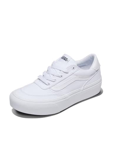 Vans Women's Brooklyn LS Platform Shoe - Chunky Sneakers for Casual Fashion. Canvas White/White. 8
