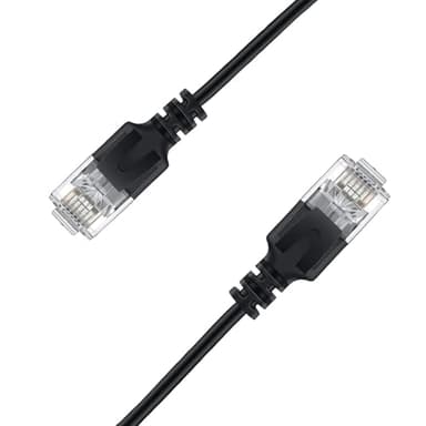 Elfcam® - 20m/65.6ft Ultra Slim Cat 6A Ethernet Cable 10Gbps 32AWG UTP OD2.8mm 500MHz, 10Gb Thin RJ45 Cat 6A Patch Cord for LAN, Router, Modem, Xbox, Laptop and Servers, Black, 20 Meters