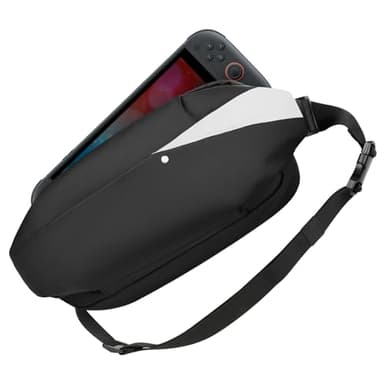 MoKo Sling Bag for Men, Large Waterproof Fanny Pack with Adjustable Strap for Switch 2/iPad Mini, Multi-pockets Shoulder Chest Crossbody Bag for Running Hiking Cycling Travel Walking, Black