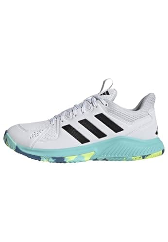 adidas Women's Court Flight, White/Black/Flash Aqua, 9