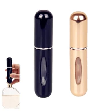 CUYEOIG Refillable Perfume Atomizer Set - Portable Mini Spray Bottles (5mL, 2 Colors) | Travel-Size Scent Pump Case for On-the-Go | Leak-Proof Aluminum & Plastic Atomizer for Perfume/Cologne