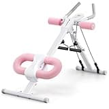 MERACH Ab Machine, Ab Workout Equipment, Adjustable Ab Trainer Machine for Abs Workout at Home Gym, Foldable, Knee Protection, Abdominal Trainer for Stomach (Pink)