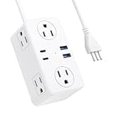 Kakyanill Italy Travel Plug Adapter, Italy Power Adapter, 6 AC Outlets, 4 USB Ports (2 USB C), 3ft Wrapped Around Extension Cord, for Italy Chile Libya
