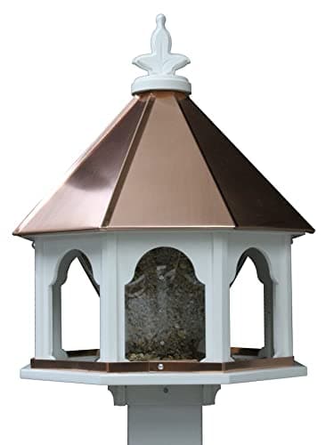 Large Octagon Wild Bird Feeder Solid Cellular PVC Clear Copper Roof Made in The USA (SF18C)