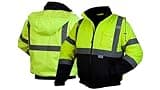 Pyramex Safety RJ3210L RJ32 Series Jackets Hi-Vis Lime Bomber Jacket with Quilted Lining - Size Large