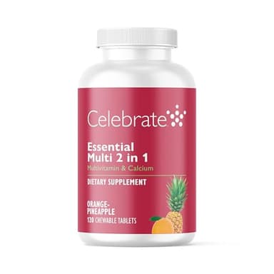Celebrate Vitamins 2-in-1 Bariatric Multivitamin with Calcium Citrate - Vitamins A, D, E for Post Bariatric Surgery, Gastric Bypass and Sleeve Gastrectomy Patients - Orange Pineapple (120 Chewables)