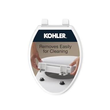 KOHLER 4636-RL-0 Cachet ReadyLatch Elongated Toilet Seat Slow Close, Soft Close Toilet Seat Quiet Lid, Contoured Grip-Tight Bumpers Installation Hardware, Apartment Essentials, White