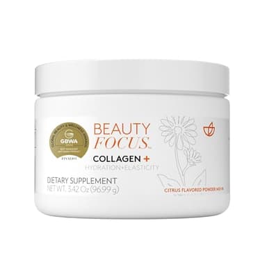 Beauty Focus Nu Skin Collagen+ Powder Mix-in | Citrus-Flavored Collagen Peptides with Lutein & Acerola Cherry | Supports Skin Elasticity, Tone & Texture | 30 Servings