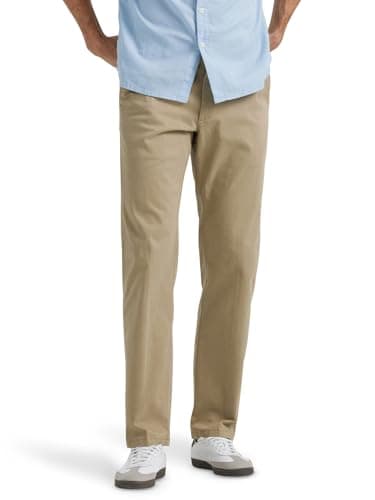 Lee Men's Extreme Motion Flat Front Regular Straight Pant Original Khaki 36W x 30L