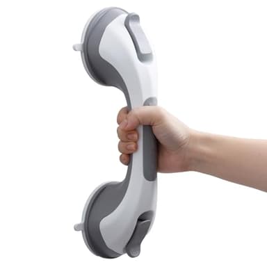 TAILI Shower Grab Bar, 12 Inch Shower Handle for Bathtubs and Elderly, Suction Grab Bars for Seniors Bathroom Safety Handles for Elderly, No Drilling Removable,Grey