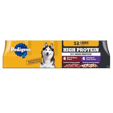 Pedigree High Protein Wet Dog Food Chicken Duck & Beef Bison Flavor Variety Pack 13.2 oz. Cans 12 Count