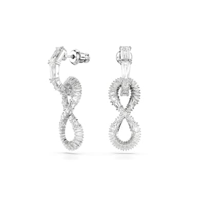 Swarovski Hyperbola Drop Earrings, Clear Infinity Symbol Motif with Crystals in a Rhodium-Finished Setting, Part of the Swarovski Hyperbola Collection