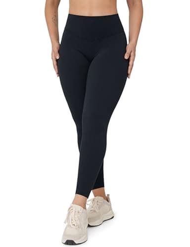 UNISSU Hugcurve No Front Seam High Waisted Workout Leggings for Women Buttery Soft Yoga Pants Gym Athletic Tights - 25'' Black Small