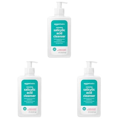 Amazon Basics Renewing Salicylic Acid Cleanser with Ceramides & Vitamin D, 8 Fluid Ounces, 3-Pack