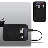 Lacdo Portable Hard Drive Sleeve for Laptop, 2-Pocket Stick on Pouch with Reusable Adhesive, for San Disk, Samsung, Crucial, Portable External Solid State Drive SSD Hard Drive Carrying Case, Black