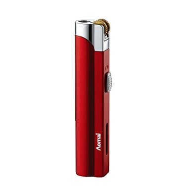 Windproof Butane Torch Lighter Lockable Single Jet Flame Fuel Window Viewable Cigar Cigarette Lighter Red No Gas