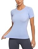 MathCat Workout Shirts for Women, Workout Tops for Women, Yoga Short Sleeve Shirts Soft Seamless Gym Shirts SkyBlue