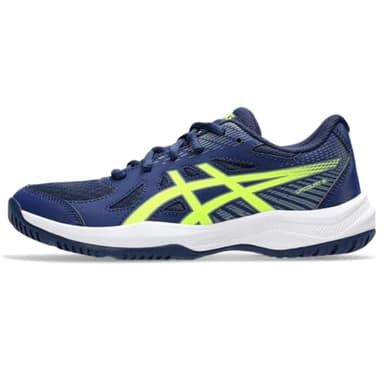 ASICS Kid's Upcourt 6 Grade School Volleyball Shoes, 3, Blue Expanse/Safety Yellow