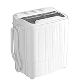 INTERGREAT Portable Washing Machine with Longer Hose, Twin Tub Washer Mini Compact Laundry Machine with Drain Pump, 16lbs Portable Washer Dryer Combo for Dorms, Apartments, Grey